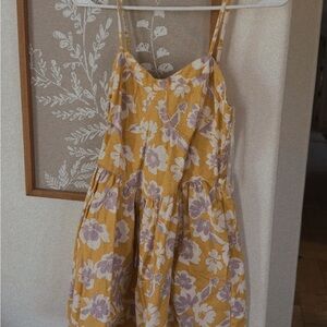 Floral Yellow and Purple Kids Dress